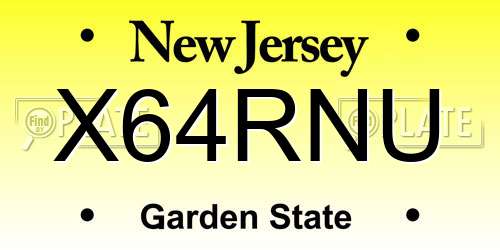 X64RNU New Jersey License Plate