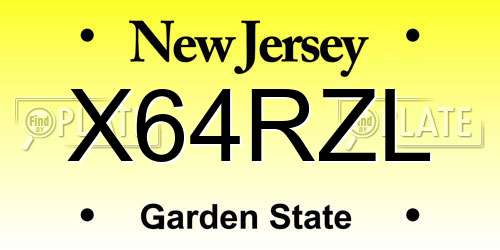 X64RZL New Jersey License Plate