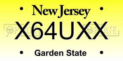 X64UXX New Jersey License Plate