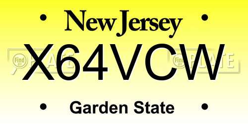 X64VCW New Jersey License Plate