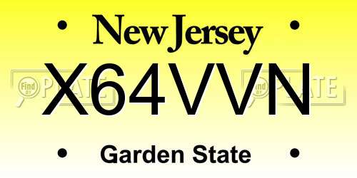X64VVN New Jersey License Plate