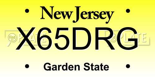 X65DRG New Jersey License Plate