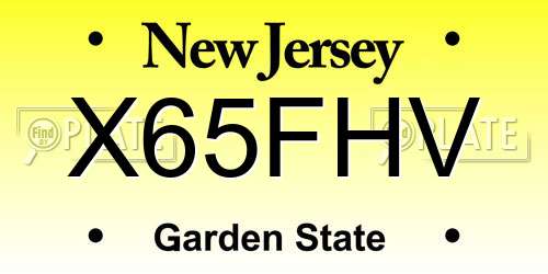 X65FHV New Jersey License Plate