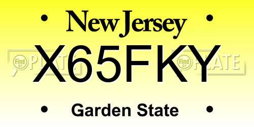 X65FKY New Jersey License Plate