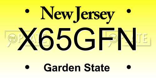 X65GFN New Jersey License Plate