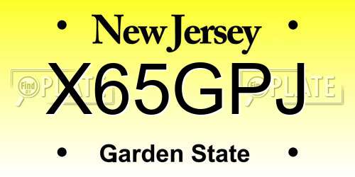 X65GPJ New Jersey License Plate