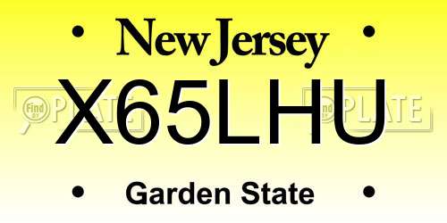 X65LHU New Jersey License Plate