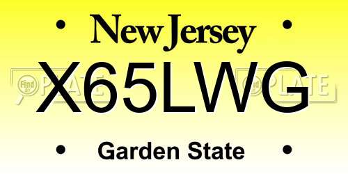 X65LWG New Jersey License Plate