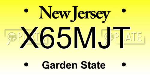 X65MJT New Jersey License Plate