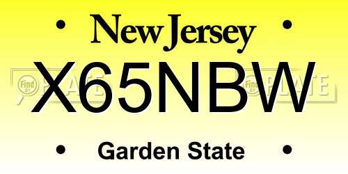 X65NBW New Jersey License Plate