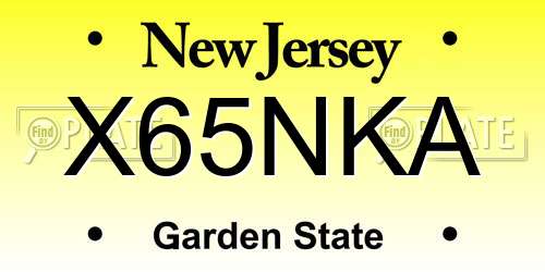 X65NKA New Jersey License Plate