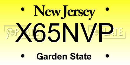 X65NVP New Jersey License Plate