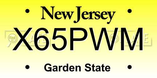 X65PWM New Jersey License Plate