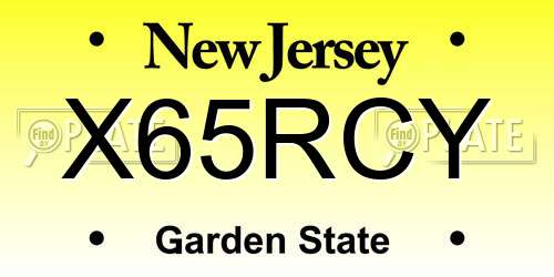 X65RCY New Jersey License Plate