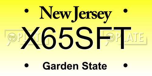 X65SFT New Jersey License Plate