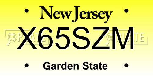 X65SZM New Jersey License Plate