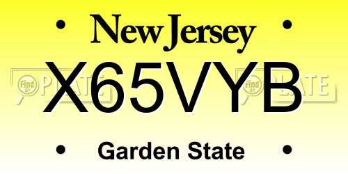 X65VYB New Jersey License Plate