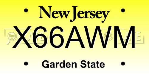 X66AWM New Jersey License Plate