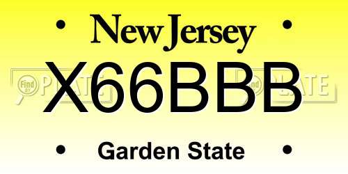 X66BBB New Jersey License Plate