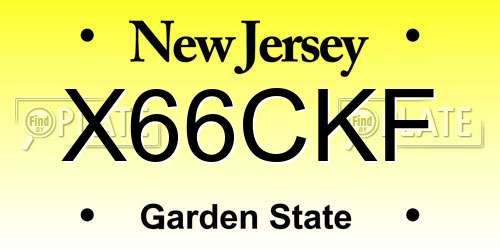 X66CKF New Jersey License Plate