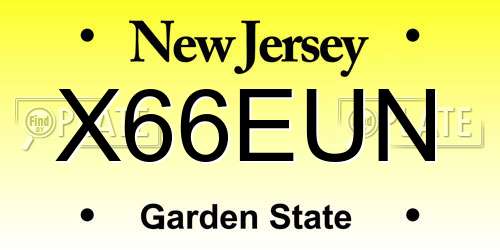 X66EUN New Jersey License Plate