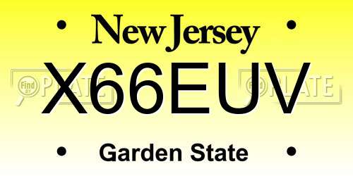 X66EUV New Jersey License Plate