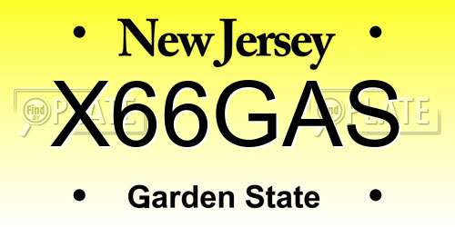 X66GAS New Jersey License Plate