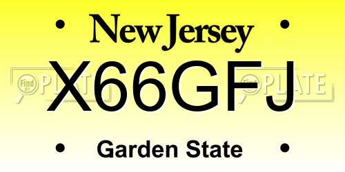 X66GFJ New Jersey License Plate