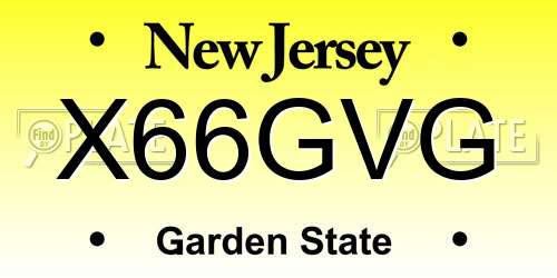 X66GVG New Jersey License Plate