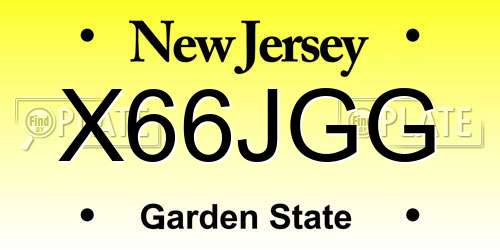 X66JGG New Jersey License Plate
