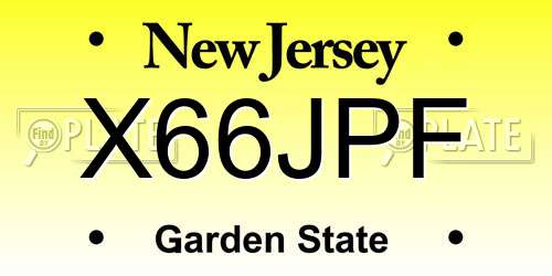 X66JPF New Jersey License Plate