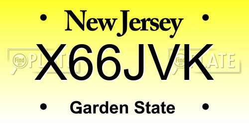 X66JVK New Jersey License Plate