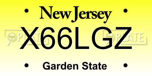 X66LGZ New Jersey License Plate