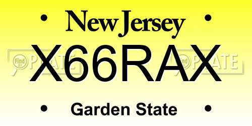 X66RAX New Jersey License Plate