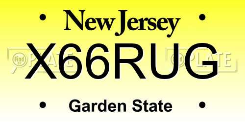 X66RUG New Jersey License Plate