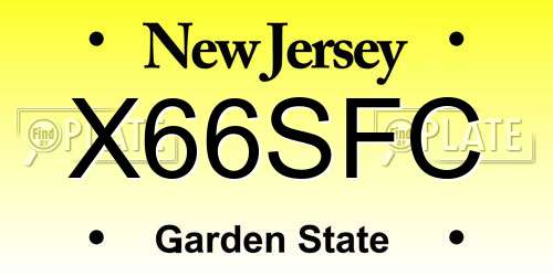 X66SFC New Jersey License Plate