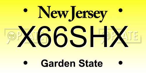 X66SHX New Jersey License Plate