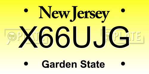 X66UJG New Jersey License Plate