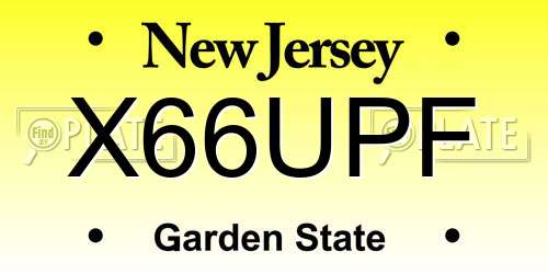 X66UPF New Jersey License Plate