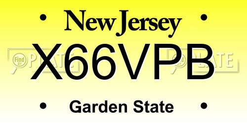 X66VPB New Jersey License Plate