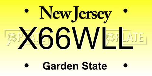 X66WLL New Jersey License Plate