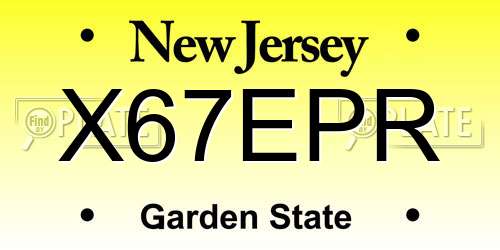 X67EPR New Jersey License Plate