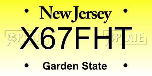 X67FHT New Jersey License Plate