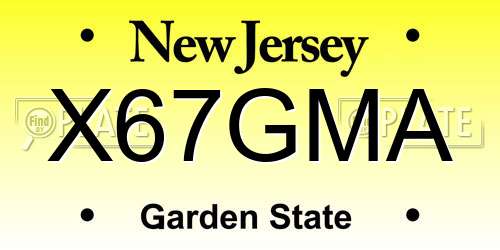 X67GMA New Jersey License Plate
