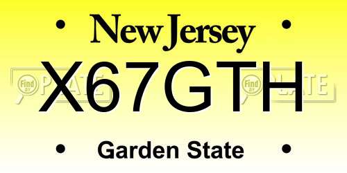 X67GTH New Jersey License Plate
