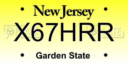X67HRR New Jersey License Plate