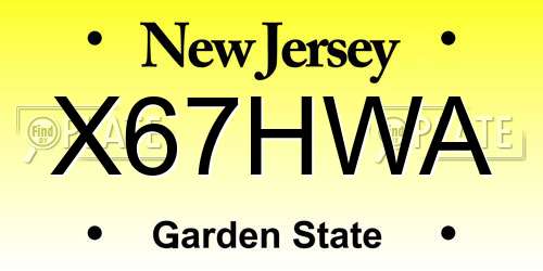 X67HWA New Jersey License Plate