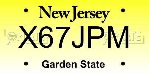 X67JPM New Jersey License Plate