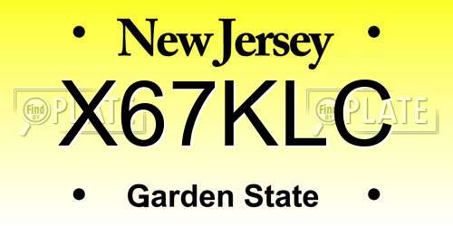 X67KLC New Jersey License Plate