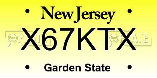 X67KTX New Jersey License Plate